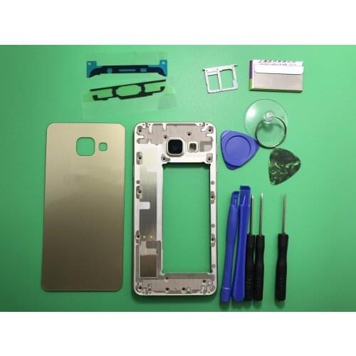 Original Full Housing Case Middle Frame+Rubber Seal Back Cover+SIM card For Samsung Galaxy A3 A310 A310F 2016 Replacement Parts