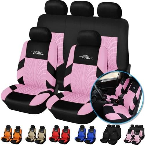 Full Set in Pink Car Seat Covers,Front and Rear Split Bench Protection, Airbag Compatible ,Universal Fits for Auto Truck SUV