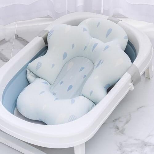 Portable Baby Bath Tub Pad Non-Slip Bathtub Shower Seat Mat Foldable Bath Pillow Newborn Safety Security Bath Support Cushion