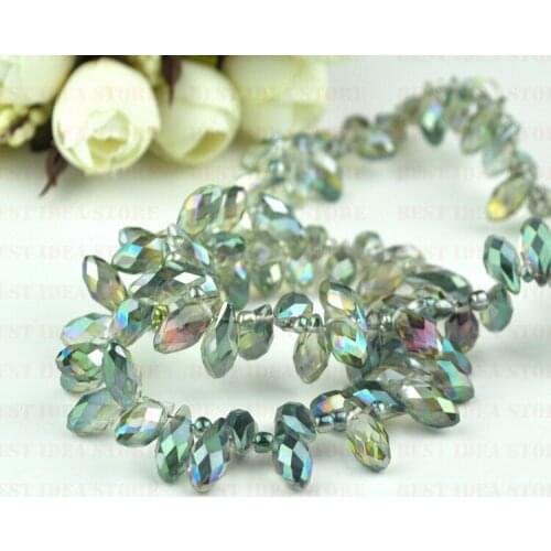 Sale Price!100pcs 6x12mm Hot Pink Green Plating Briolette Pendants Waterdrop Crystal Glass Jewelry Loose Teardrop Beads DIY