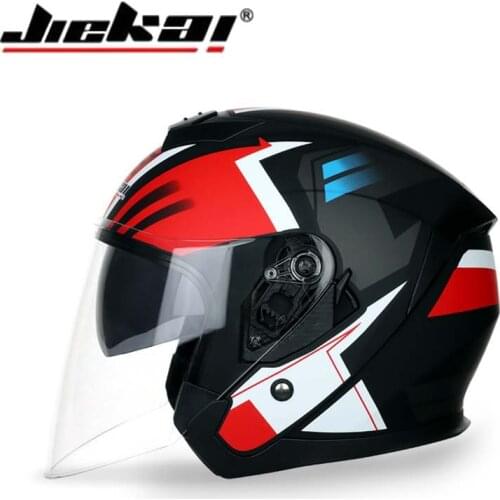 Women and men JIEKAI electric Motorcycle half face helmet with Double Lens 3/4 Kick scooter Motorbike helmet Size M L XL XXL