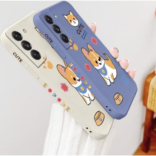 Pet Dog Lens Protection Case For Samsung Galaxy S21 S20 FE S10 Note 20 10 Soft Liquid Silicone Phone Cover For A72 A52 A42 Case