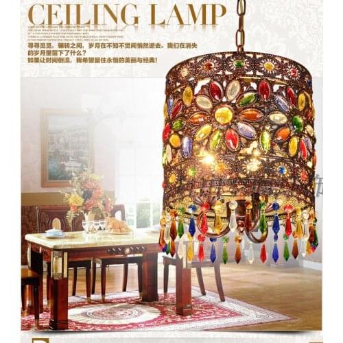 Mediterranean retro Bohemian crystal pendant lamp hallway cozy Creative lamp bar corridor