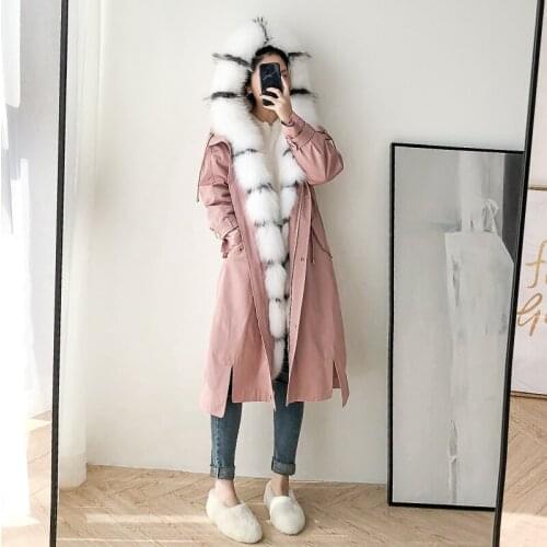 Real Fur Coat Women Rex Rabbit Fur Coat Fox Fur Collar Warm Winter Coat Women Real Fur Parka Women Clothes 2020 BGS80375 YY1098