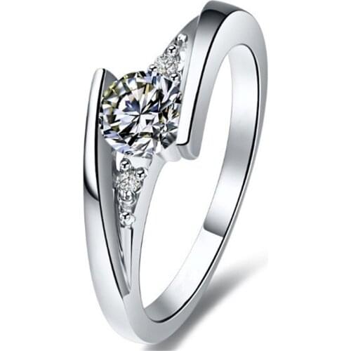 14K Gold 0.5CT High Quality Reliable Solid White Gold Guarantee Diamond Ring for Women Engagement Romantic Jewelry