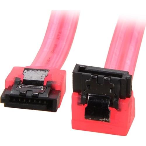 18inch 180 to 90 degree 6Gb/s SATA3 Serial ATA DATA cable with latch for SATA 3.0 SATAIII 6Gbps HDD Hard Drive Disk/ SSD -UV Red