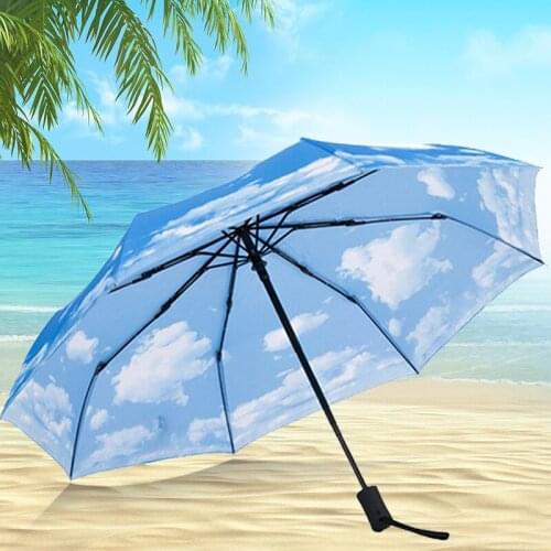 8 Bone Rain Umbrella Automatic Fiber Folding Portable Three Folding Mens Gifts Business 55CM Ordinary Umbrella Plastic Adult