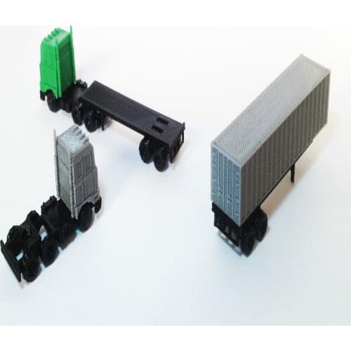 2pcs Railway Model Scene N Scale Ratio 1:160 Large Truck Plus 1 Container For 1:144