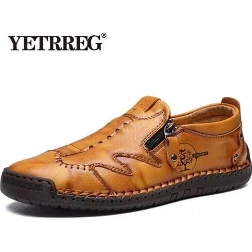 2021 New Mens Casual Shoes Fashion Comfortable Mens Shoes High Quality Leather Men Driving Shoes Handmade Flat Shoes Size 48