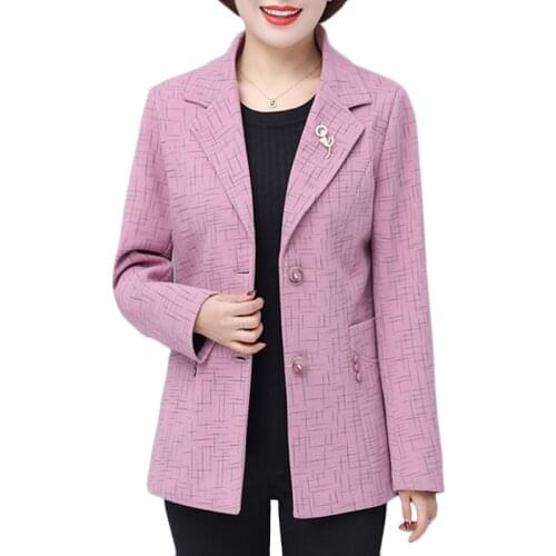 2021 New Spring Autumn Blazer Middle-aged Women Casual Suit Jacket Plus Size Womens One Piece Suits Outerwear With Lining 5XL