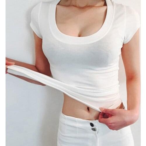 2021 Womens T Shirt Women Short Sleeved Slim Solid Color Pure Tee Womens T-Shirt For Female Women T Shirts