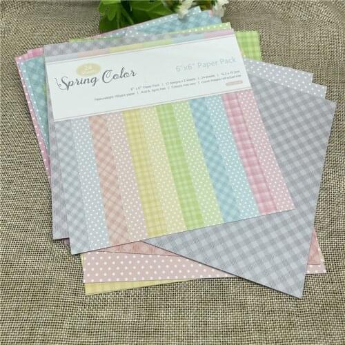 24 sheet 6"X6"Spring ColorsSingle-side Printed patterned paper Scrapbooking paper pack handmade craft paper craft Background pad