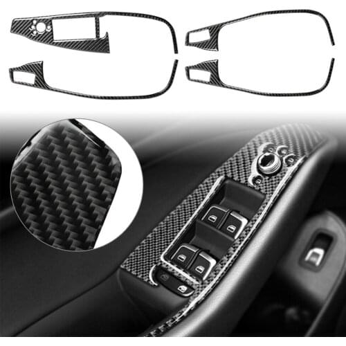 4x For Audi Q5 2010-2018 Carbon Fiber Interior Window Switch Button Cover Trim Car Decoration Accessories
