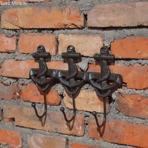 American retro anchor decorative wall hanging coat rack creative porch doorway decoration cast iron hook vintage antique