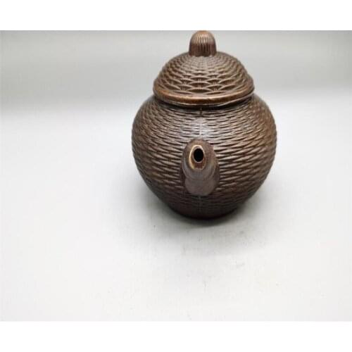 Antique copper teapot, pure copper fish basket, domestic decoration of kettle