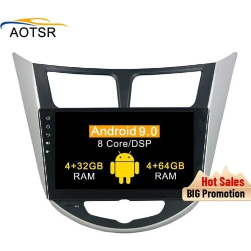 DSP 4G+64G Android 9.0 car dvd player for hyundai Verna /Accent /Solaris 2011-2012 GPS Navigation Car Auto Radio Video Head Unit