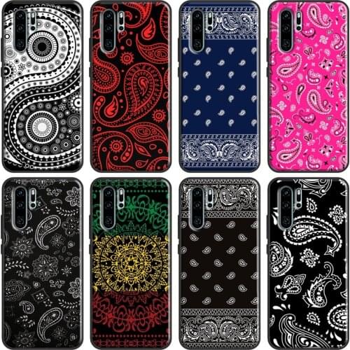 Black Bandana Paisley Case For Huawei P Smart 2019 Z Nova 5T P40 P20 P30 Pro Mate 20 Lite Honor 10i 8X 9X Cover