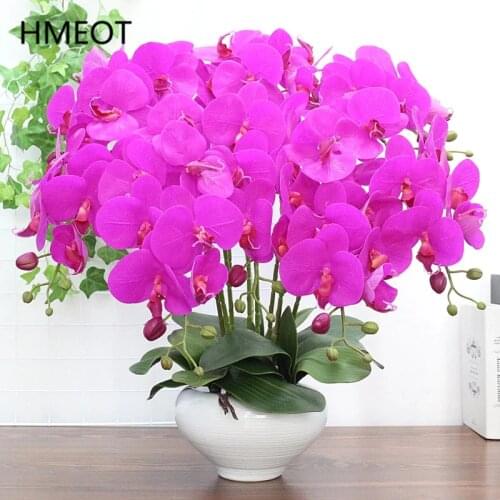 High Quality Real Touch PU Orchid Phalaenopsis Leaf Artificial Flower Potted Plants Wedding Party Micro Landscape Home Decoratio