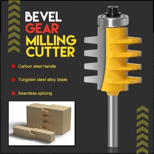 Bevel Gear Milling Cutter 1/2" Shank Bevel Teeth Mortise Knife Tenon Milling Cutter Carving Knife Router Bits For Wood