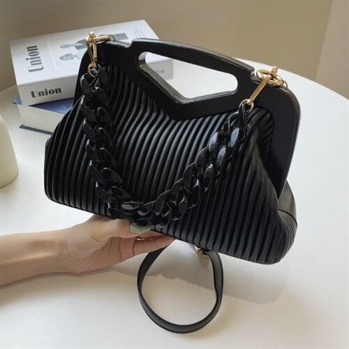 Purses and Handbags for Women Luxury Designer Baguette Bag Chain Fashion Striped Popularity Leather Vintage Shoulder Bag Woman