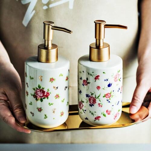 Beautiful Rose Flower Charming Art Gold Thunder European Soap Dispenser Lotion Gel Perfume Liquid Pump Bottle