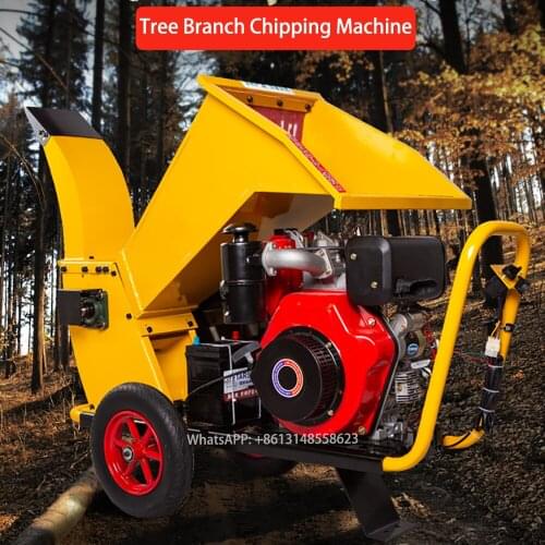 High-Power Diesel Engine Wood Chipper Shredder, 15HP Engine Branch Shredder, Garden Shredders 15 Diameters Branch Crusher