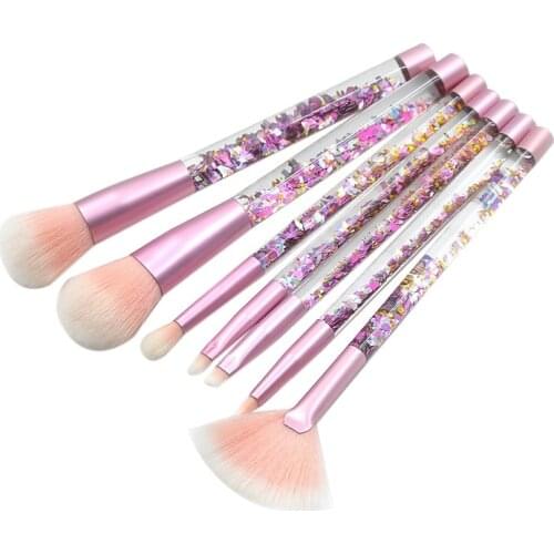 Long Lasting Natural Quicksand Glitter Crystal Makeup Brush Set Diamond Highlighter Brushes Concealer Make Up Brush Kit