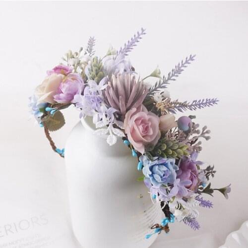 New Romantic Imitation Flower Crown Flower Crown Hairbands Headwear Handmade Garland Hair Hoop Bridal Wedding Hair Accessories