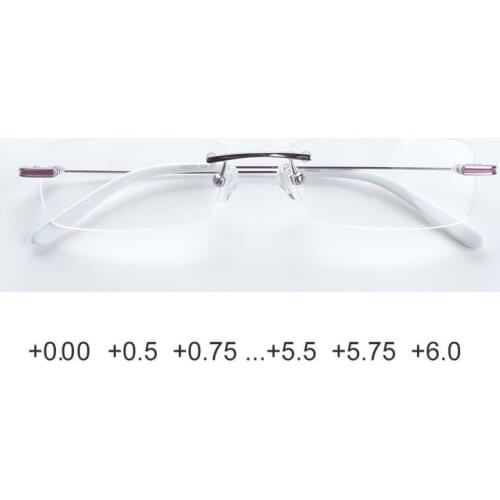 Rimless Tiny Reading Glasses for women +25 +50 +75 +125 +150 +175 +200 +225 +250 +275