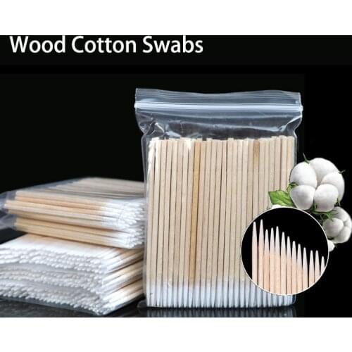 Disposable Ultra-small Cotton Swab Lint Free MicroBrushes Wood Cotton Swabs Semi Permanent Eyebrow Tattoo Eyelash Extension Tool