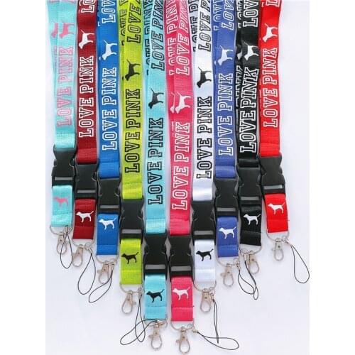 Wholesale 10pcs/set Cellphone lanyard Straps Clothing Keys Chain ID cards Holder Detachable Buckle VS Love PINK Lanyards