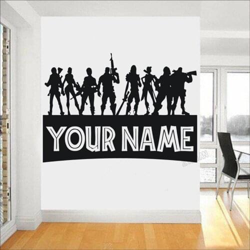 Boys Personalized Name Wall Sticker For Gaming Room PS4 Gamer Wall Decals For Nursery Kids Room Art Pose Decor Vinyl Mural Y040