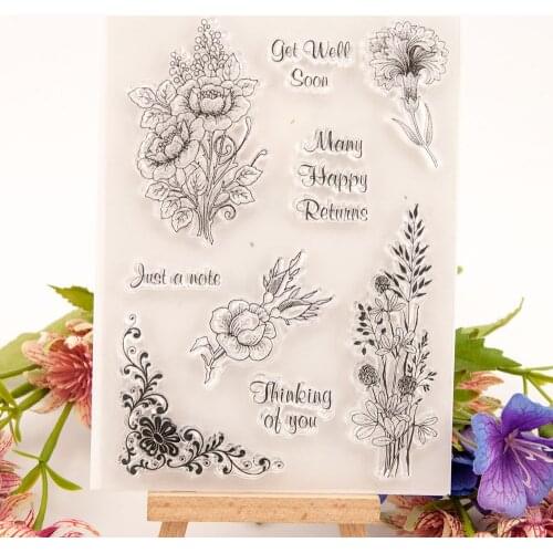 Flowers Bouquet CLEAR STAMPS Scrapbook Christmas Card Paper Craft Silicon Rubber Roller Transparent Stamps