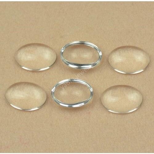 Sale 3x4~13x18mm Transparent White Color Glass Oval Shape Cabochon Flat Back Bottom Loose Glass Stone Synthetic Gems For Jewelry