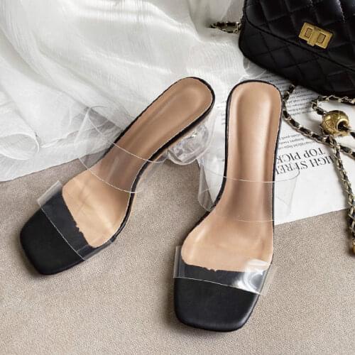 Transparent PVC Sandals Women Pointed Clear Crystal Cup High Heel Stilettos Sexy Pumps Summer Shoes Peep Toe Women Pumps Size 40