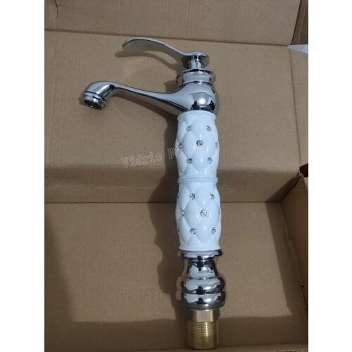 Vidric Chrome/Black/White/Rose Gold Finish Luxury ORB Tall high Bathroom Basin Diamond Faucet Single Handle Sink Mixer Water Tap