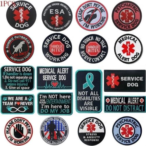 Service Dog Vest Military Embroidery Hook Patches Tactical Badge Decorative Patch Sewing Applique Pets Clothes Accessories
