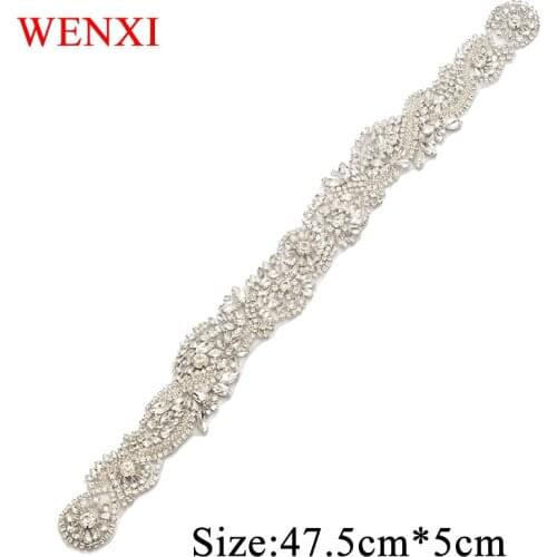 WENXI 5PCS Wholesale Bridal Gown Sash Crystal Rhinestones Appliques For Wedding Dress Belt Rose Gold Accessory WX802