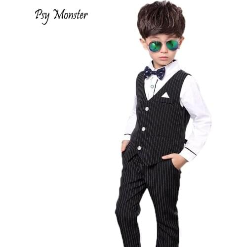 Japanese Suits for Weddings Boys Vest +Pants 2pcs Flower Boys Formal Tuxedo Kids Dress Shirt Gentleman Party Clothing Sets C4