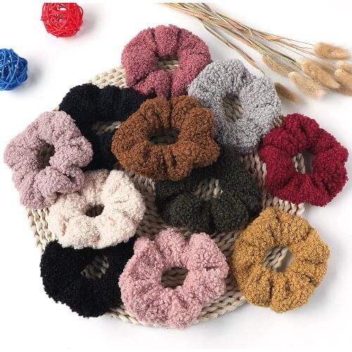 New Fashion Super soft velvet Ladies Wild lamb hair large intestine meatball head Girls Elastic Hair Bands Hair Accessories