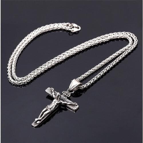 Women Men Crucifix Jesus Cross Pendant Necklace Punk Statement Jesus Cross Necklace Jewelry Faith Christian Jewelry Gifts