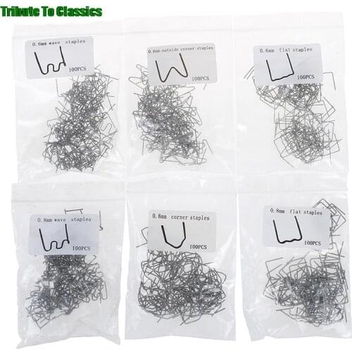 100 Pcs/Set Universal Precut 0.6mm-0.8mm Hot Wave Flat Staples For Plastic Stapler Repair Welder Repair Tool