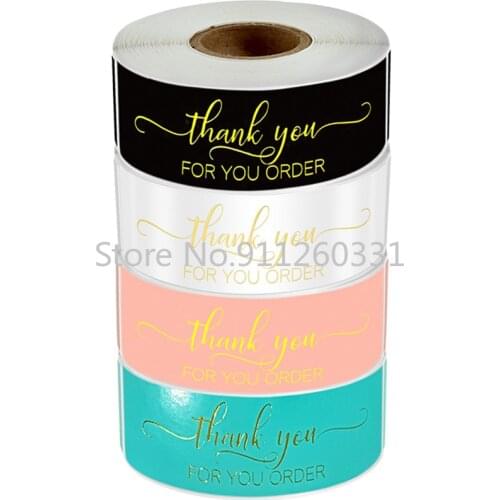 120pcs Thank You Stickers Black Clear 1*3 Inch Thank You for Your Order Stickers For Small Business Gift Envelope Seal Labels