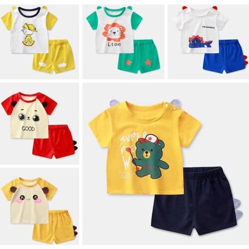 2PCS/set Infantil Summer Clothes Baby Boys Cartoon Sports Suit Casual Girls Outfits Toddler Short Sleeve Set Tops + Shorts