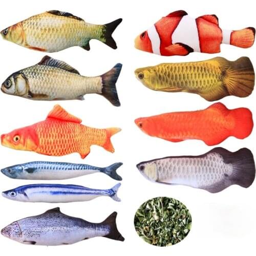 3D Plush Simulation Fish Cute Squeaking Artificial Pet Toy Fish Dog Chew Toy Funny Cat Toy Dog Cat Sleeping Doll Pillow