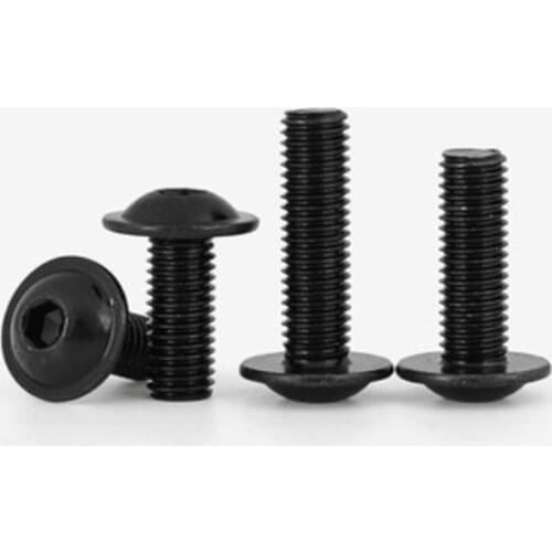 10-20Pcs M4 M5 M6 steel with black 10.9 grade Half Round Button Flange Head With Washer Inner Hex Socket Allen Screws Bolt