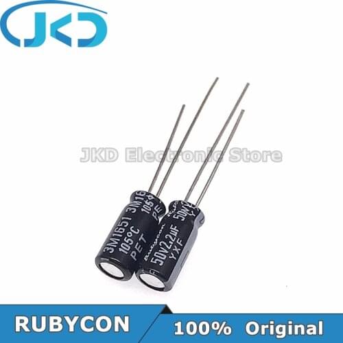 50pcs RUBYCON 2.2UF 50V 5*11mm 2.2UF50V 50V2.2UF 5x11mm Aluminum Electrolytic Capacitor 100% Original