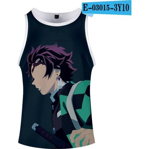 Anime Demon Slayer Kimetsu No Yaiba Outwear Harajuku New Streetwear Sport Stylish Tank Tops Capless Fashion Mens Tops Kawaii