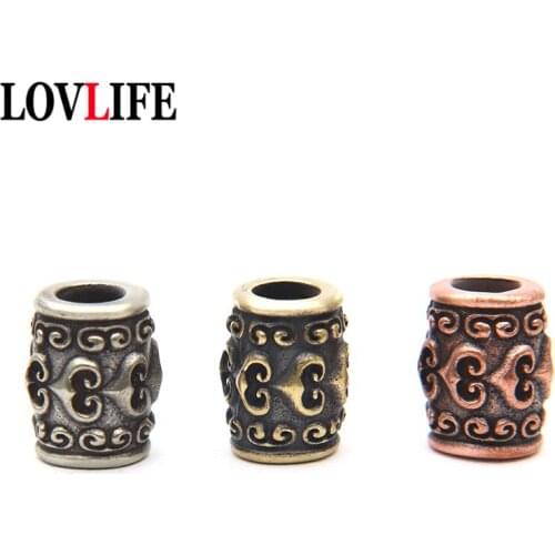 Antique Heart Shaped Beads for Bracelet Necklace DIY Accessory Pure Copper Fashion Knife Pendant Brass EDC Tool Keychain Jewelry