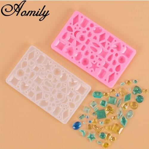 Aomily DIY Silicone Jewelry Mold Necklace Eardrop Gemstones Fondant Cake Chocolate Mould Container Crystal Drop Resin Soap Molds
